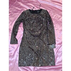 Alexa B Nite Gold And Black Sequin Longsleeve Dress Size 8